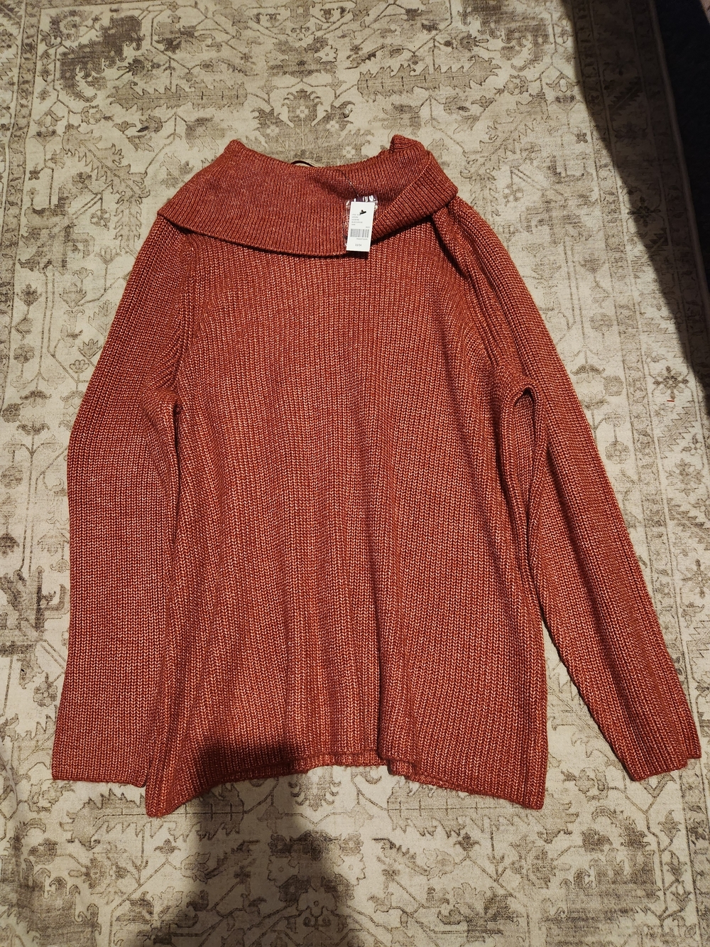 Lane Bryant Rust Orange Fold-Over Cowl Neck Sweater